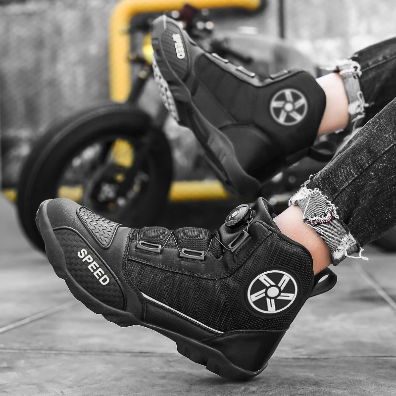 Men Motorcycle Boots Motorbike Riding Shoes Anti-fall Motorcycle Shoes Motocross Off-Road Racing Boots