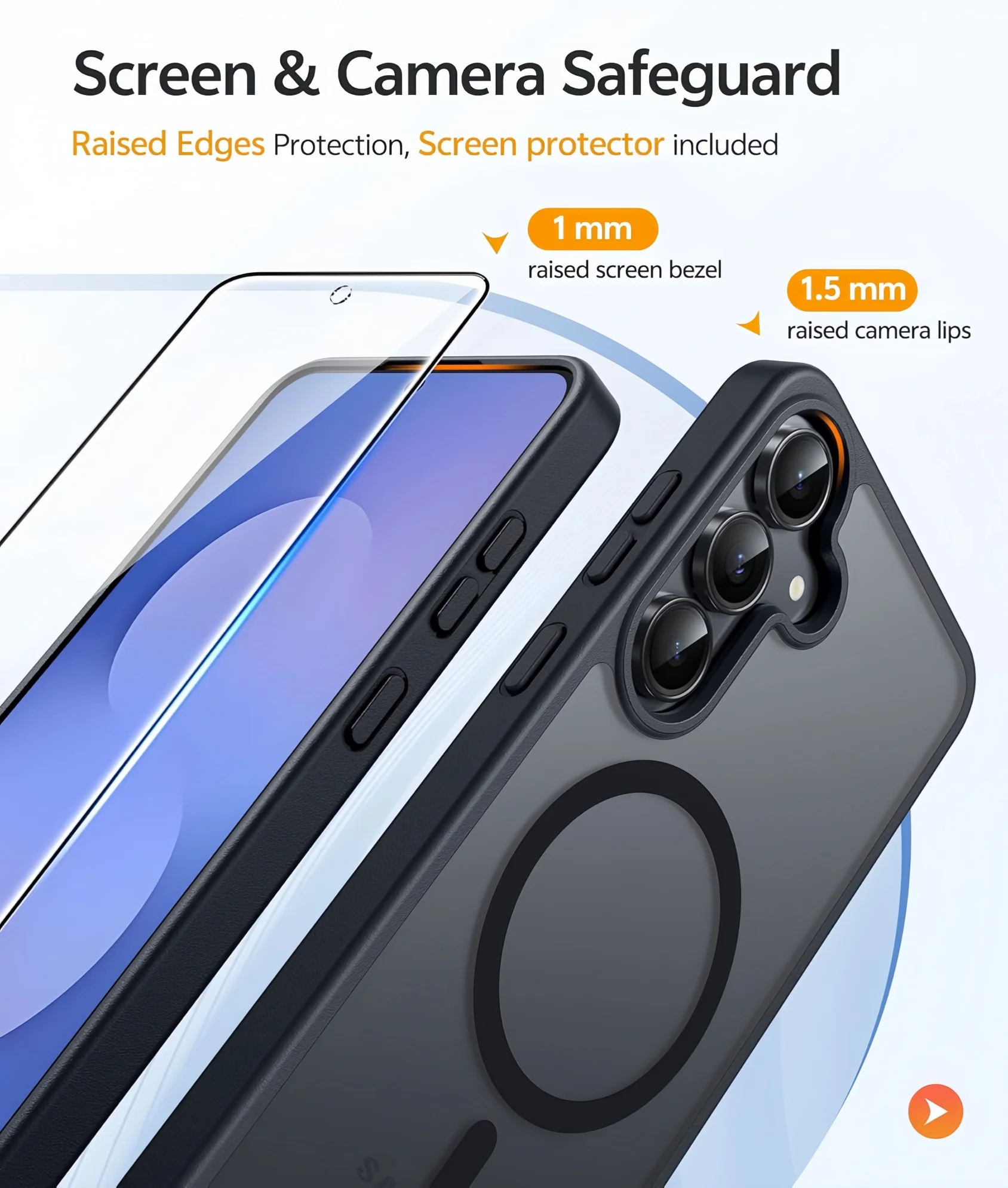 Magnetic Translucent Matte Slim Shockproof Case with Screen Protector