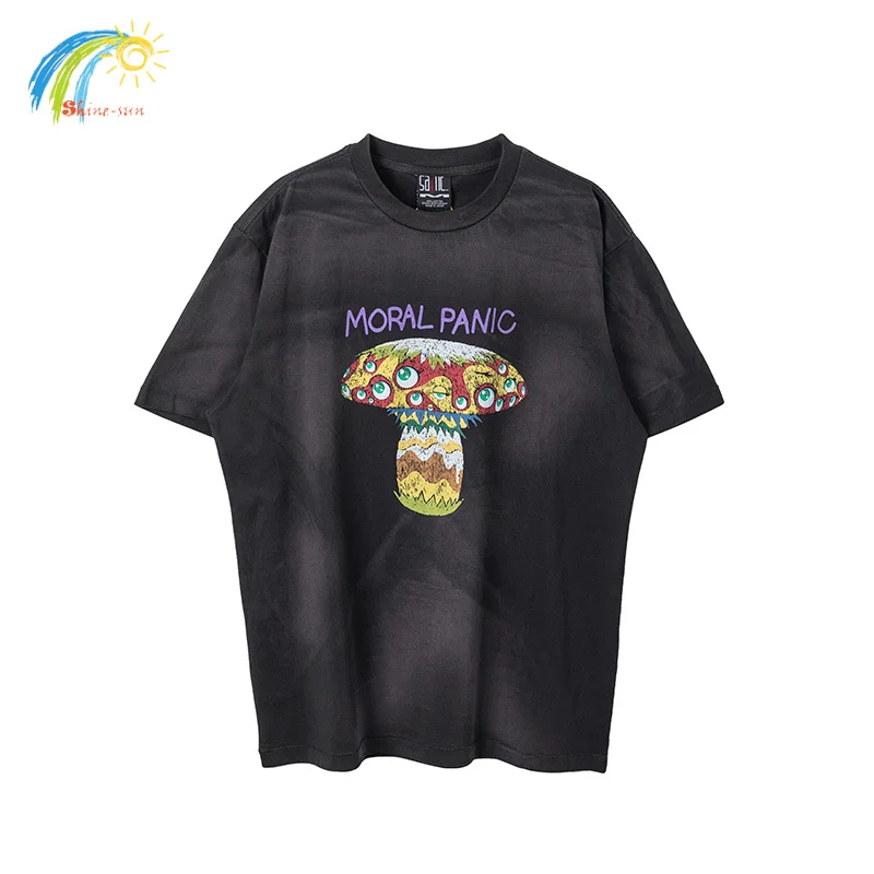 

Цветная винтажная черная футболка с принтом в виде грибов, мужская и женская футболка высокого качества из 100% хлопка с ярлыками