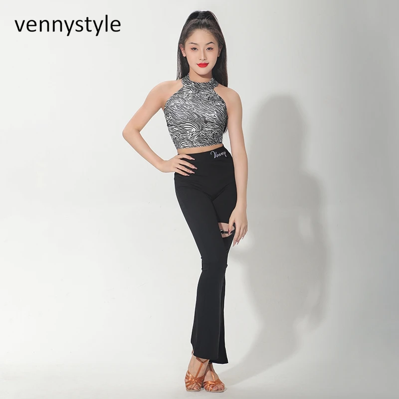 venny-kids-latin-dancewear-sets-performance-top-tight-pants-girls-latin-dance-professional-perform-costume-competition-outfits