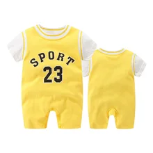 

Newborn baby c 0-3 months baby sports bodysuit 6 thin short sleeve newborn summer clothes