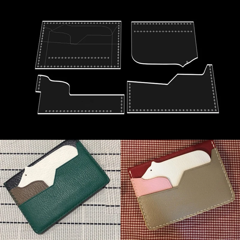YOMDID 4PCS Cartoon Polar Bear Card Case Wallet Acrylic Making Templates DIY Coin Purse Card Holder Acrylic Making Molds