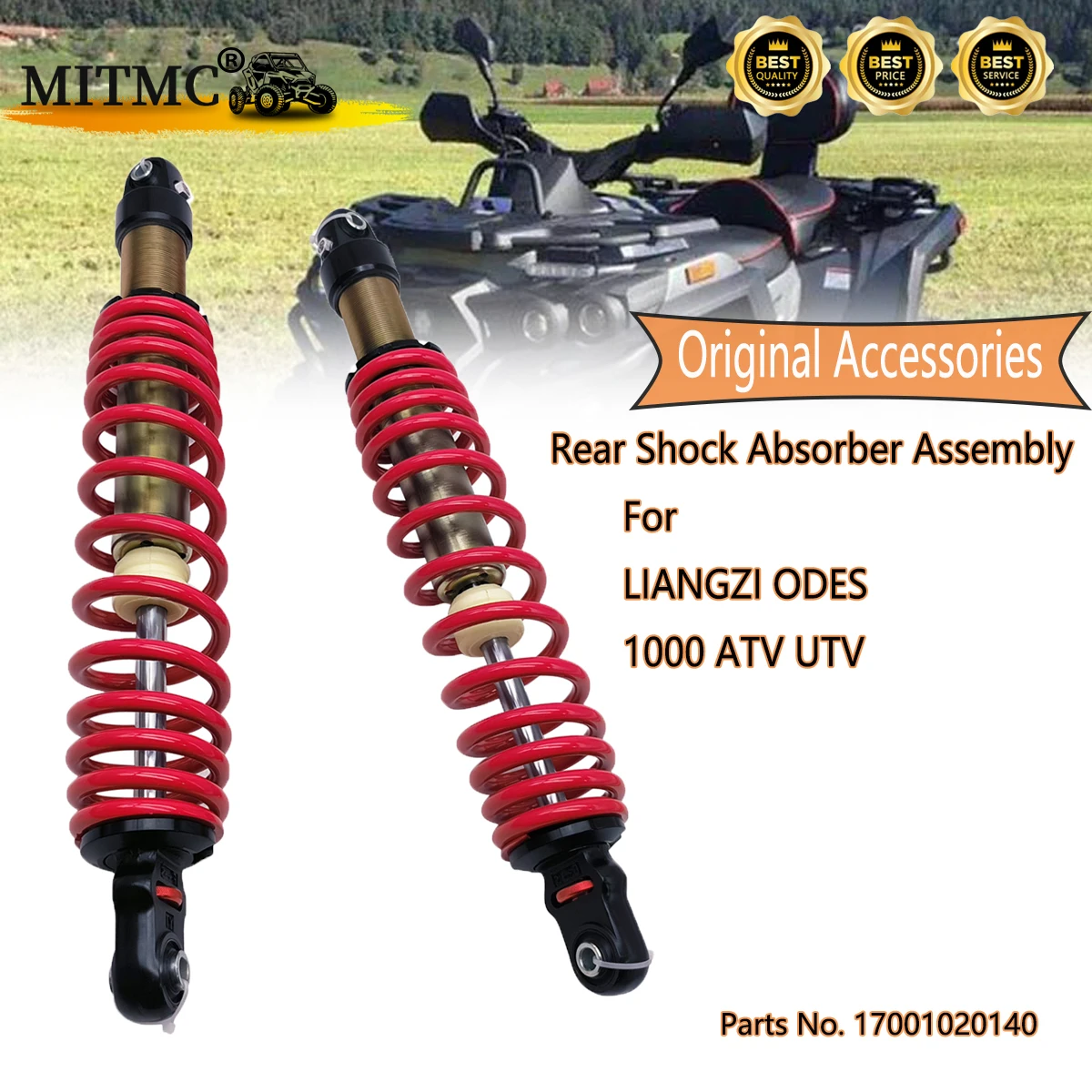 2PCS Rear Shock Absorber Assembly（Red or white） For Liangzi Odes 1000 ATV QUAD GO KART Parts No.17001020140 lcd screen and digitizer assembly for samsung galaxy note 10 1 sm p600 p601 p605 white