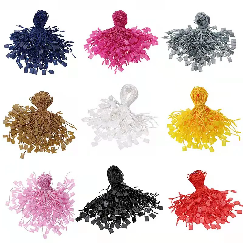 Clothing Tag Rope Clothes Lanyard Single Hand Wearing Rope Hanging Grain Plastic Square Buckle Label Polyester 100pcs
