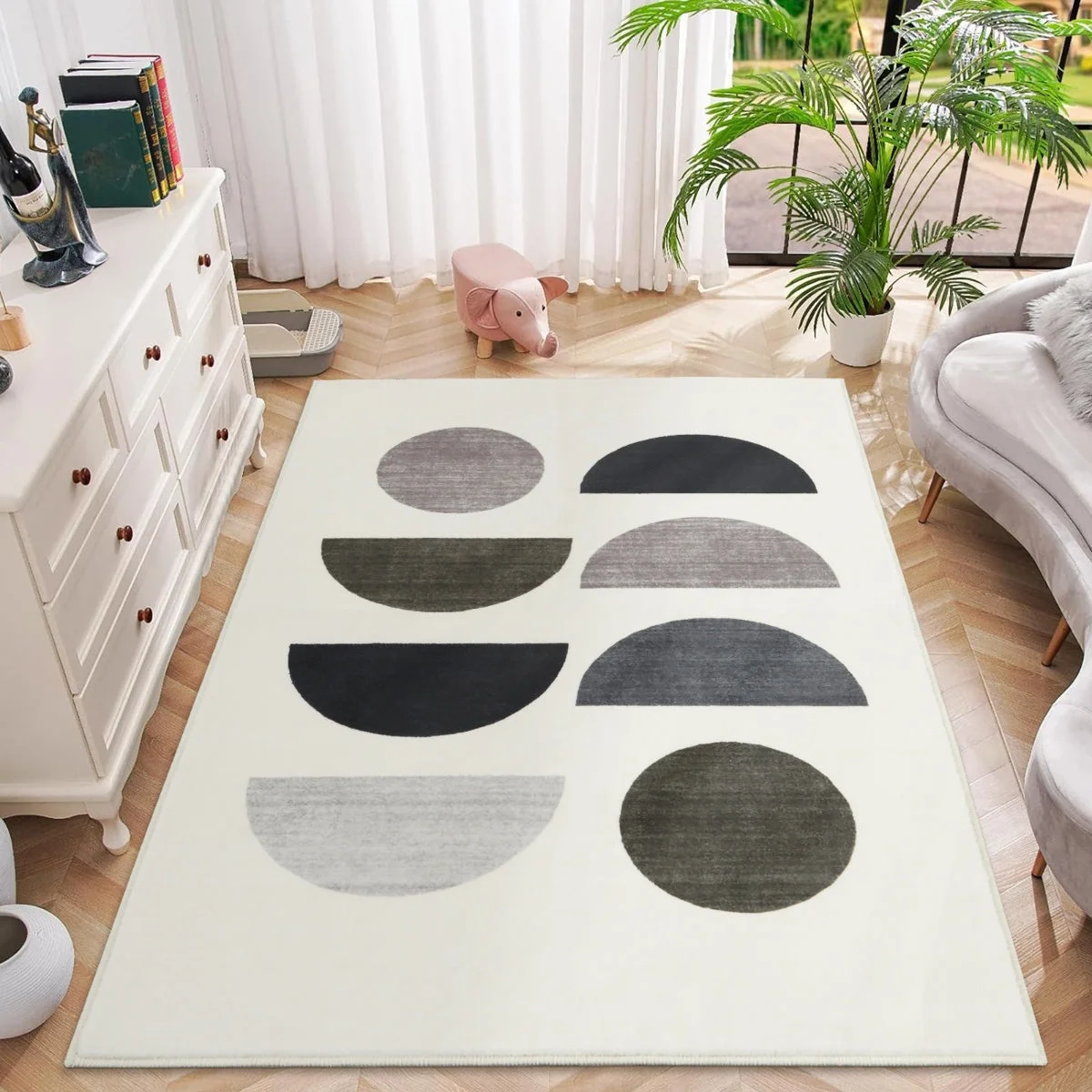 Boho Modern Minimalist Geometric Half Circle Peach Bedroom Comfort Area Rug Living Room Decorative Rug Bedroom Rug Area Rugs 5