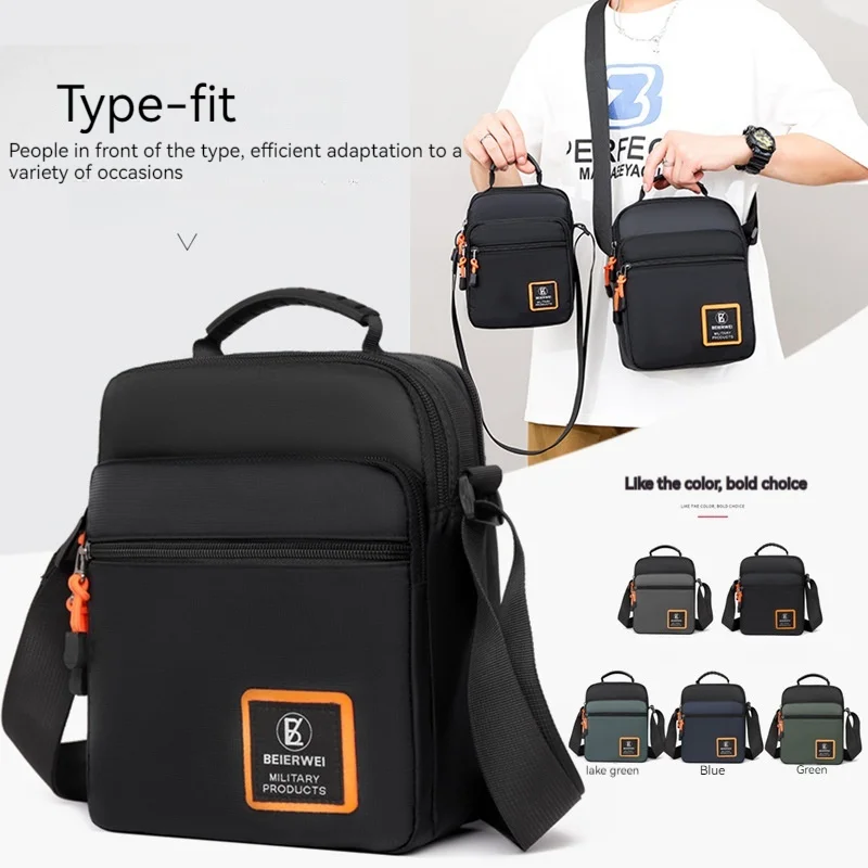 Texturerad minimalistisk lättviktsväska i enkel axel för män, crossbody-väska för män i flera lager med dragkedja_voghion.com