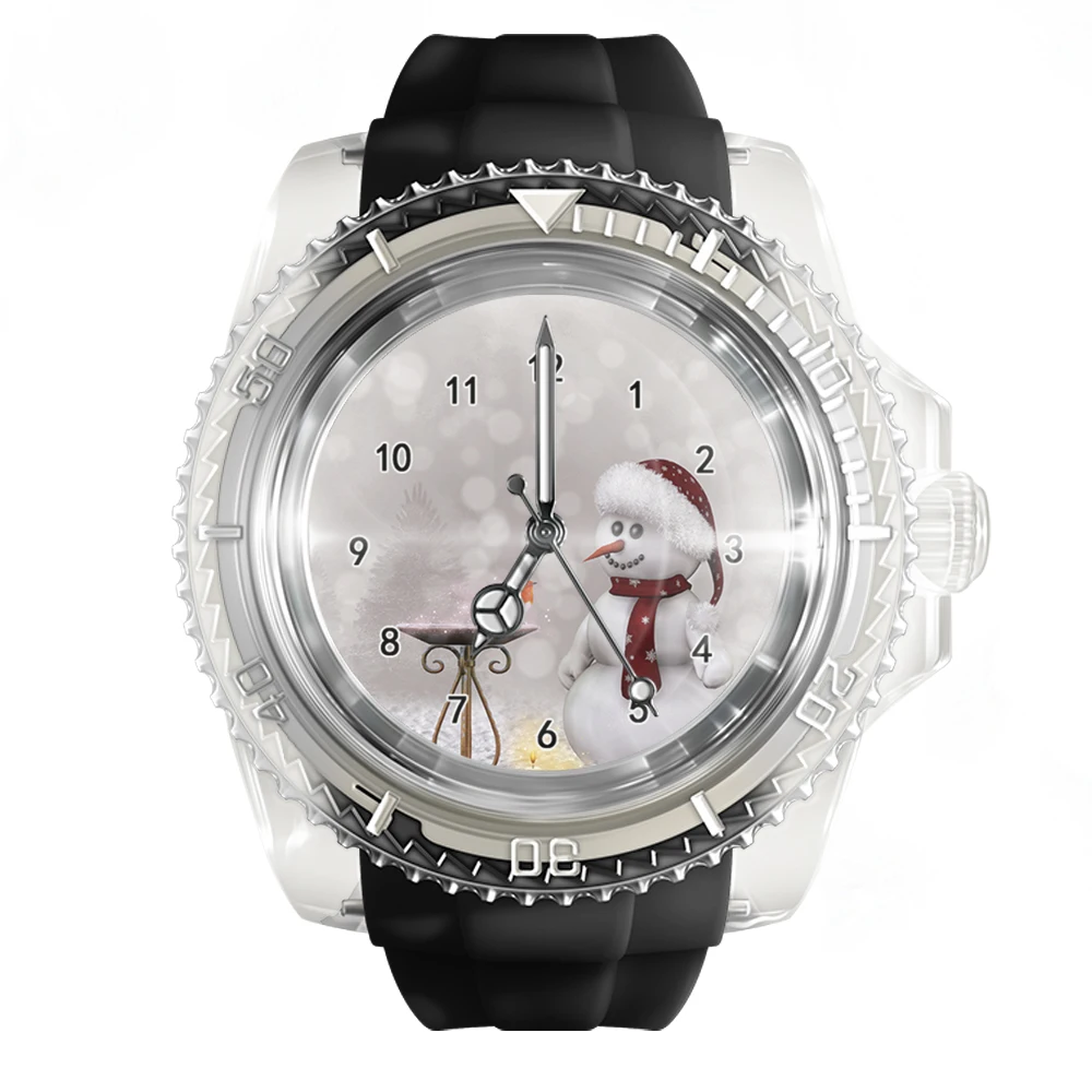 

New Transparent Silicone Black Watch Christmas Snowman Old Man Watches Men's and Women's Watch Fashion Quartz Wrist Watch