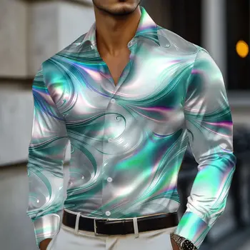 Camicia da uomo in marmo astratto con arte liquida Camicia formale Camicia a maniche lunghe Moda Casual Vacanza Estate Primavera Autunno Camicia con risvolto 1