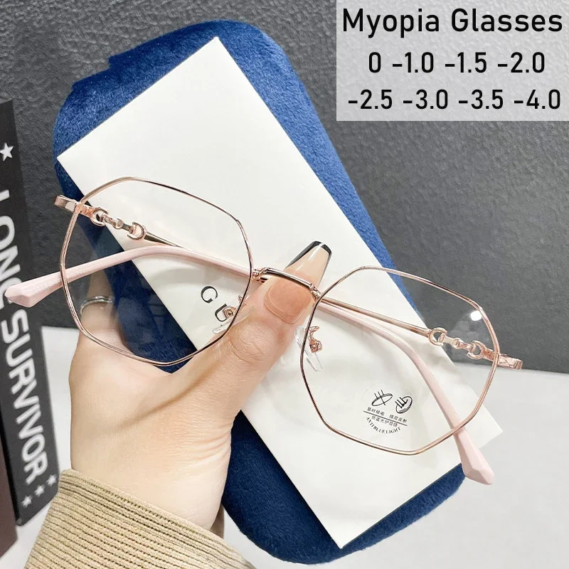 Übergroße Damen-Myopie-Brille, Anti-Blaulicht-blockierende Herren-Computer-Minus-Brille, Dioptrien 0 bis -4,0, Nahsichtbrille