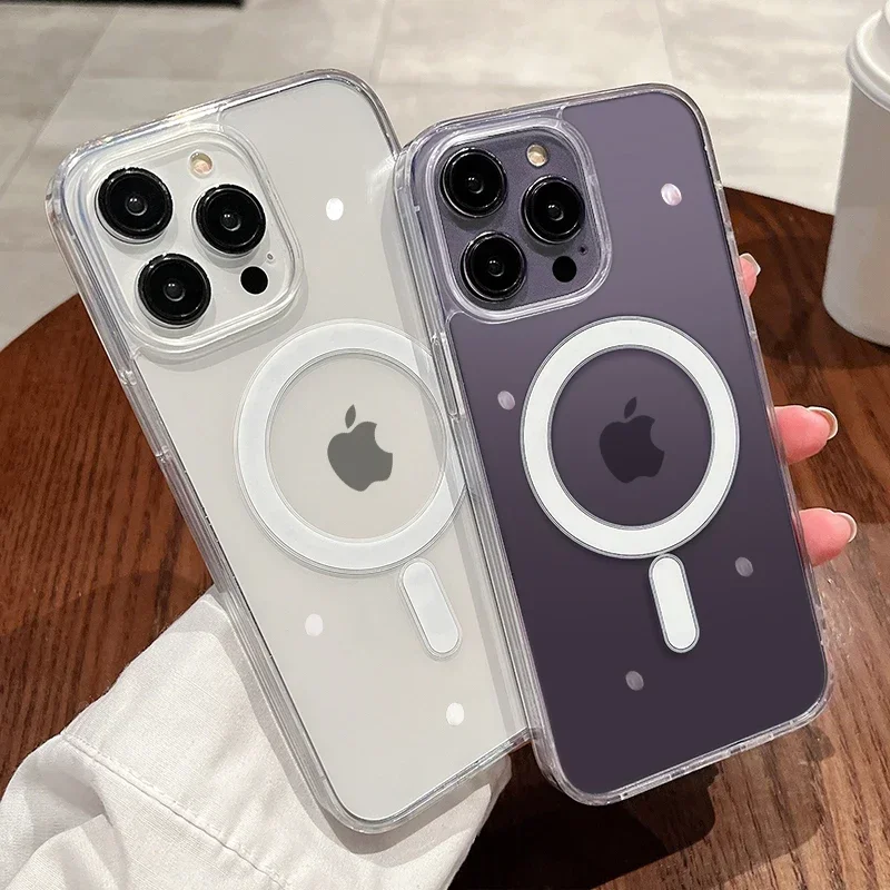 Magesafe Transparent Magnetic Wireless Charging Case - Shockproof Acrylic Cover