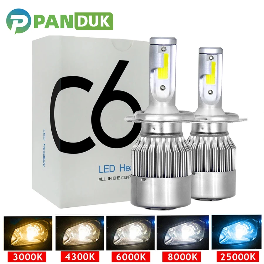 LED Lights LED Bulbs LED Headlights LED Car Lights LED Car Headlights Car Headlamps PANDUK H1 H3 Led Headlight Bulbs H7 LED Car Lights H4 LED 880 H11 HB3 9005 HB4 9006 H13 6000K 72W 12V 8000LM C6 Auto Headlamps