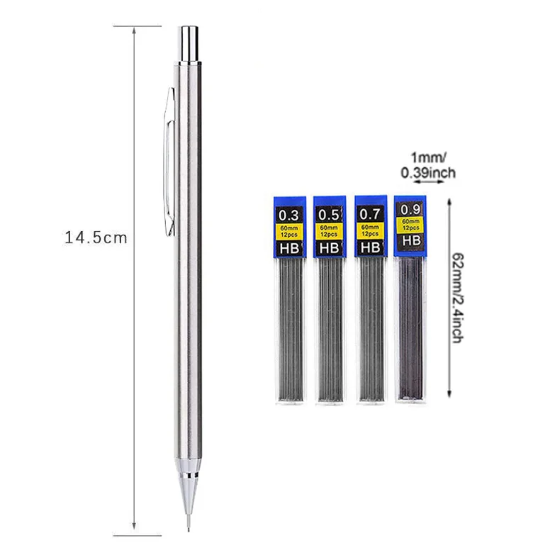 Haile Mechanical Pencils Set Metal Pencil Marker With Lead Refill 0.3 0.5  0.7 0.9 1.3 2.0