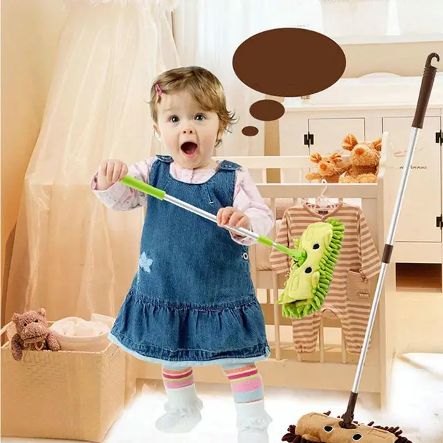 Kids Stretchable Floor Cleaning Tools Mop Broom Dustpan Play-House Pretend Play Toys Gift 2