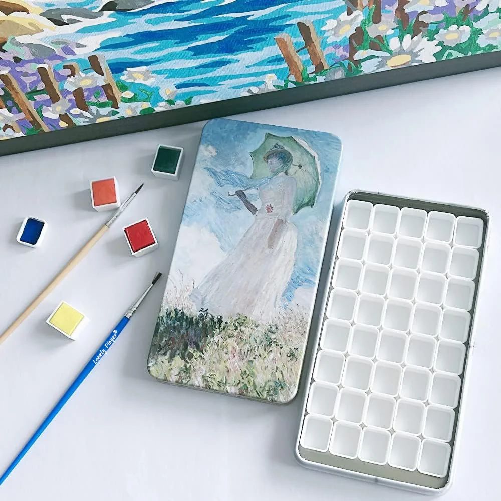 50Pcs 2ml Empty Watercolor Half Pans Round Edges Empty Paint Pan for Oil Artist Watercolor Painting 6
