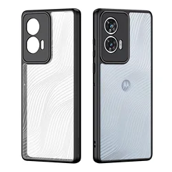 Rugged Clear Shockproof Armor Case - Heavy-Duty Military Airbag Protection for Motorola Edge 50 Fusion (Black)