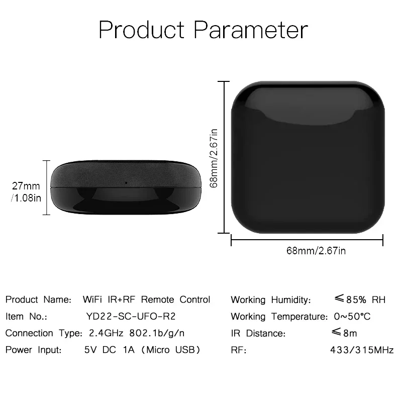 Wireless Remote Control Switch Smart Infrared Remote WiFi+RF+IR All-In-One Smart Universal Remote Controller RF Appliances Tuya Smart Life App Voice Control Alexa Google Home WiFi