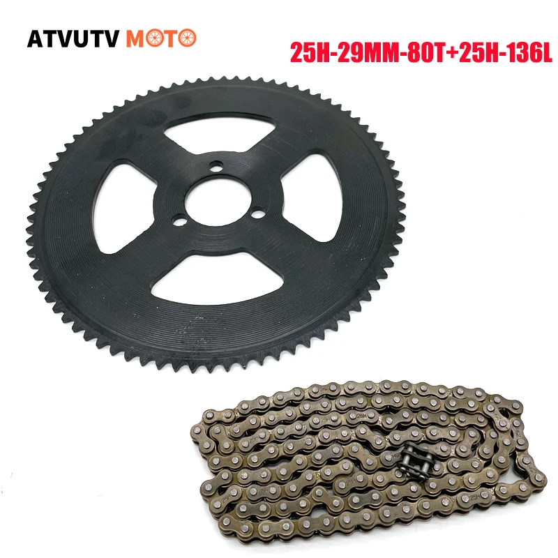 

92T 80T 70T 68T 65T 47T 25H 29mm Rear Sprocket 136L Chain For Mini Moto ATV Quad Dirt Pit Pocket Bike 47CC 49CC