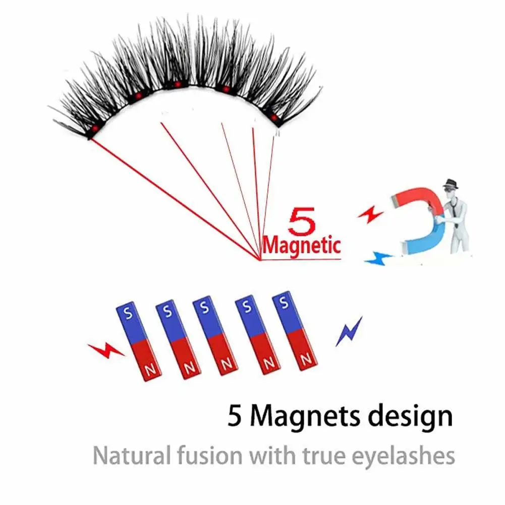 Fake Eyelashes 1set 4 Pairs 3D Magnetic Can Be Reused Cosmetic Natural Extension Tools Magnetic Eyelash Eyelash Belt 5