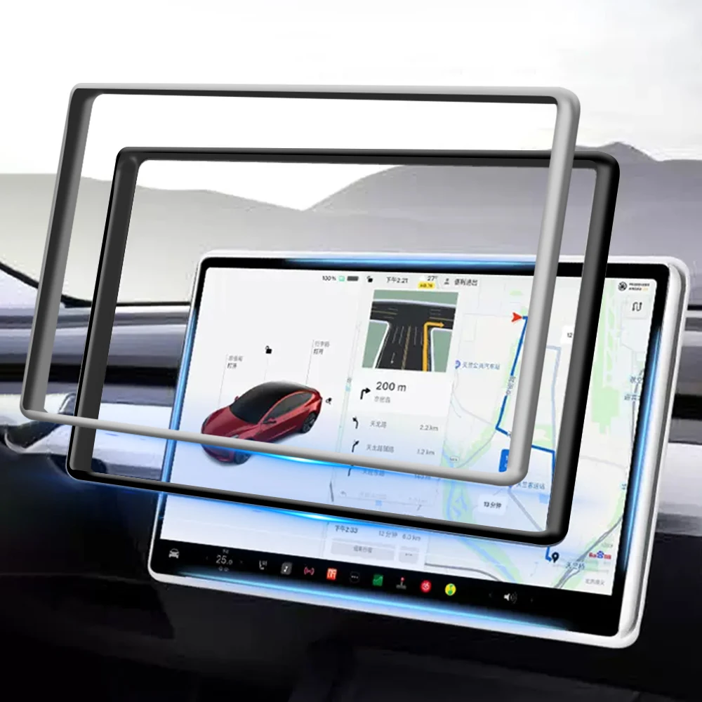 

Tesla Model 3 Y Silicone Protective Frame Central Control Special Screen Decoration Easy To Install Auto Interior Accessories