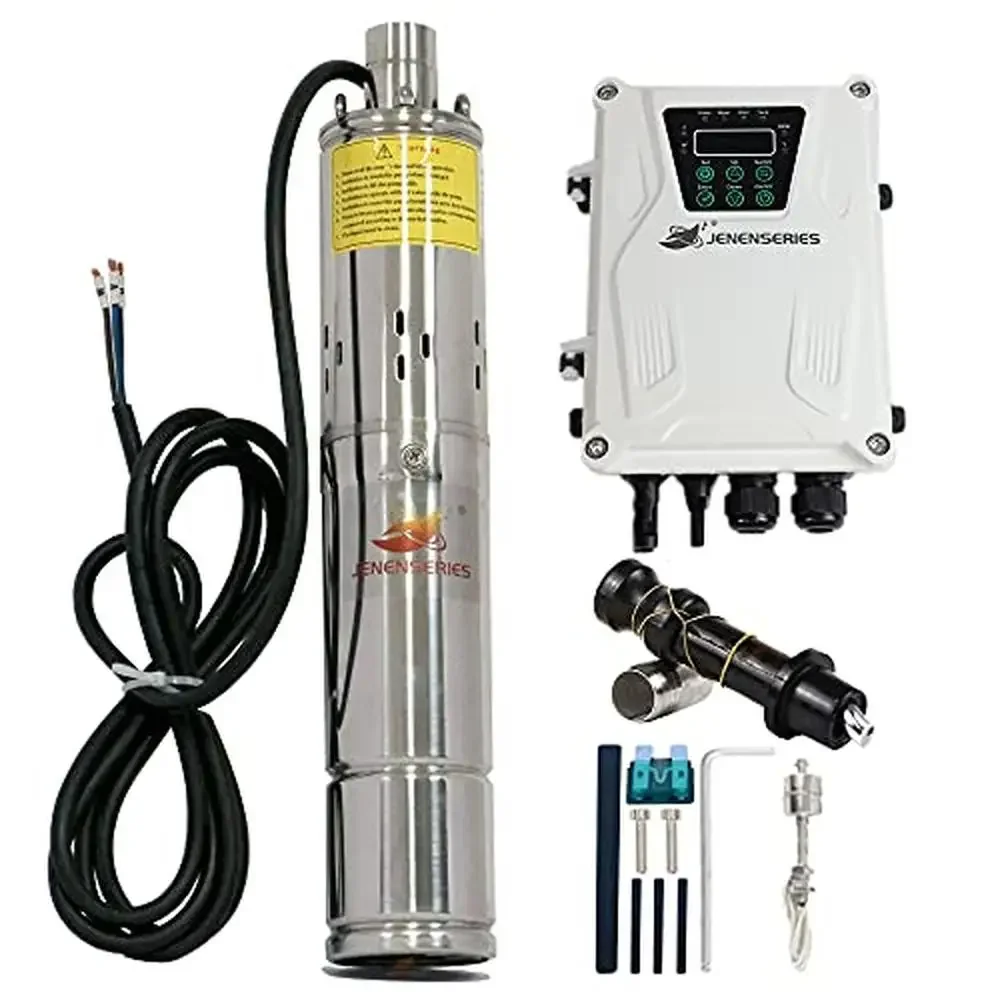 48V DC 500W Solar Water Pump Max Head 393ft 7.9GPM Flow 3 Inch Deep Well Submersible Pump with MPPT Controller Intelligent Water