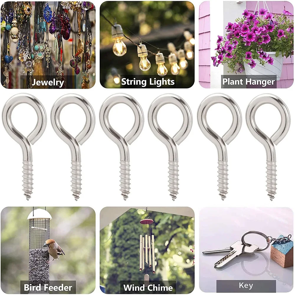 5-50pcs 5#-16# Heavy Duty Eye Hooks Screw Nickel Plated Steel 1# 2# Small Eyelet Screw For DIY Jewelry Craft