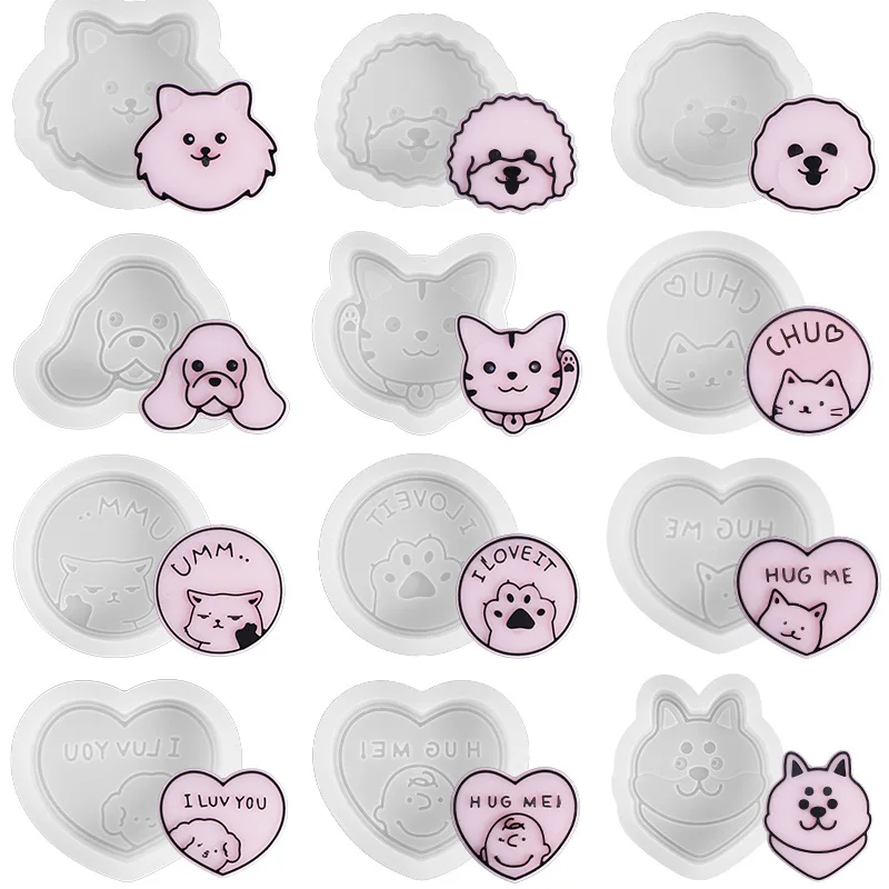 Cartoon Animal Keychain Plaster Aromatherapy Epoxy Resin Mold Cute Cat Epoxy Resin Gallon Craft Mold Silicon Molds for Resin Art