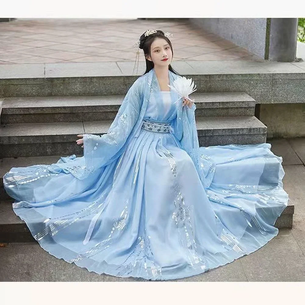 

2023 Traditional Chinese Costumes for Women Hanfu Fairy Dress Folk Dance Vintage Embroidery Princess Outfit Chinese Hanfu Dress