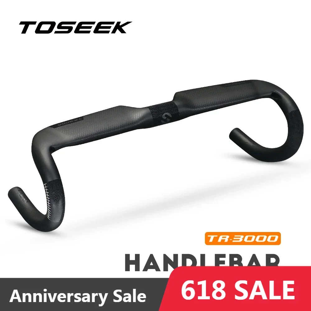 

TOSEEK Bike Carbon Road Handlebar TR-3000 UD Matt Bicycle Handle Bar Ultra Light Integrated Handlebars