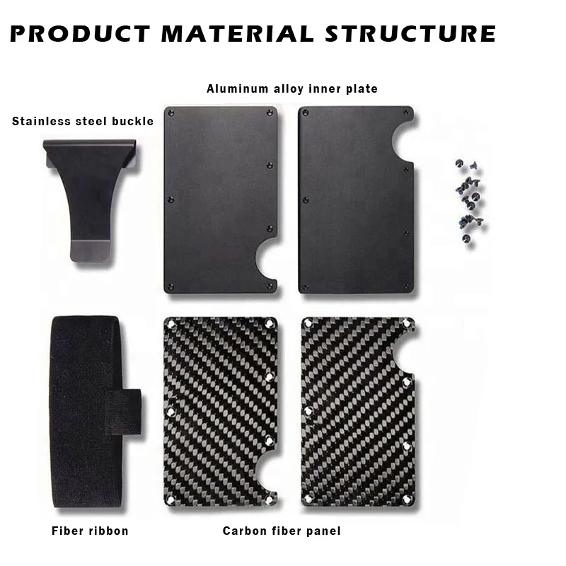 Minimalist carbon fiber RFID holder ultra-thin mini ID credit card holder aluminum alloy men's and women's wallet 5