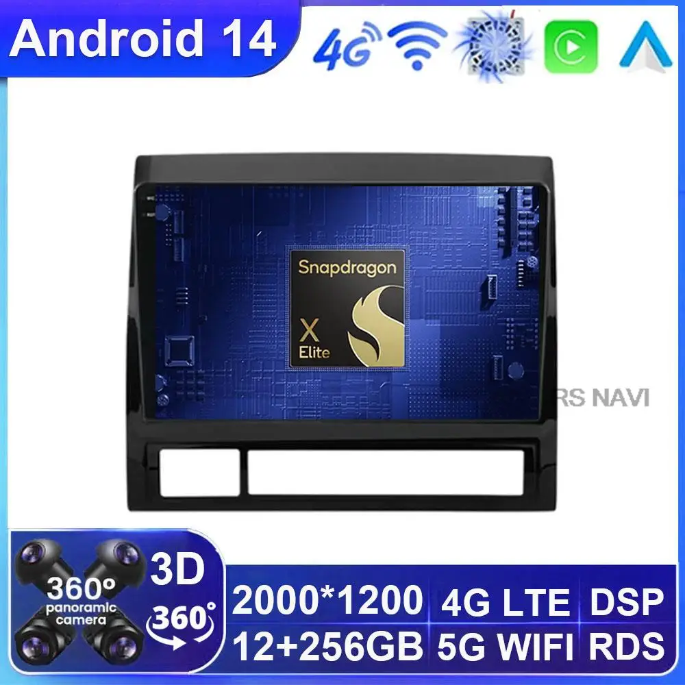 

Автомагнитола на Android 14 для Toyota Tacoma 2 N200 Hilux 2005-2015 Carplay, автомобильный мультимедийный видеоплеер, головное устройство навигации GPS DSP