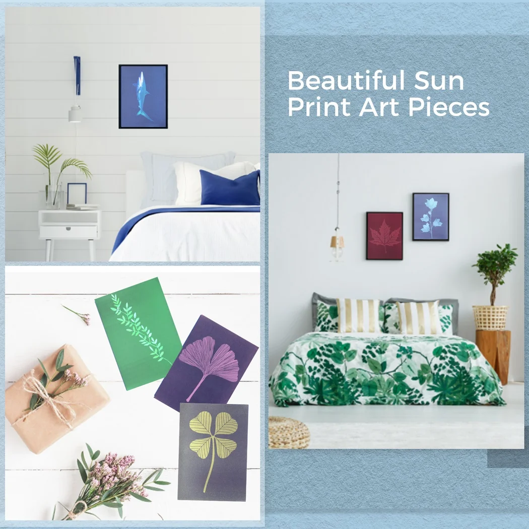 24 Sheets Colorful Sun Print Paper Kit Sun Art Papers High Sensitive Cyanotype Papers Nature Sun/Solar Printing Art