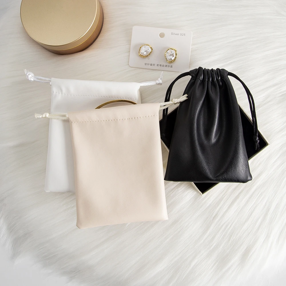 10 Stück schwarzes PU-Leder, Schmuck-Kordelzug, Ringe, Ohrringe, Ohrstecker, Armband, Anhänger, Organizer, Display, Aufbewahrung, personalisierte Tasche – Detail 11