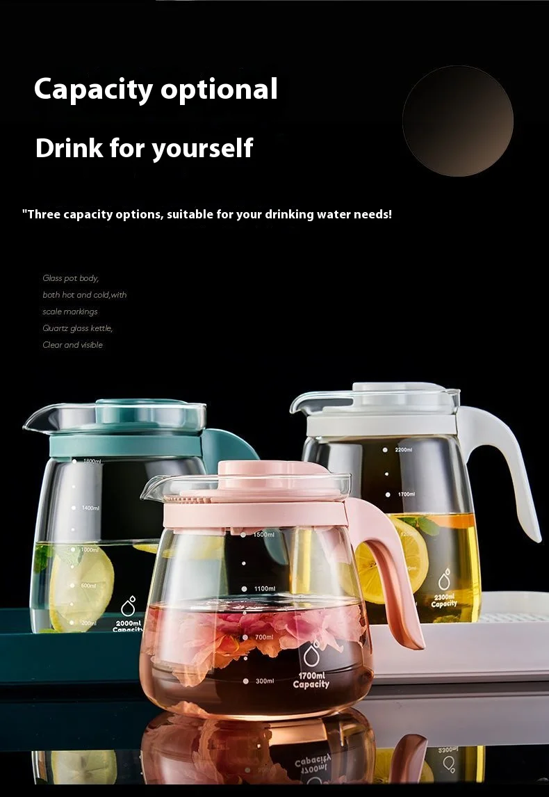 Description Picture 5 of itemGIANXI Summer Large Capacity Refrigerator Tea Kettle Tea Separation Cold Kettle Glass High Temperature Flower Teapot Brewing Tea