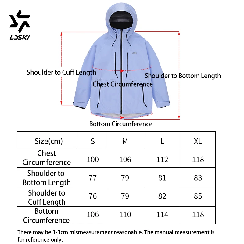 LDSKI Ski Jackets Women Men 3L Fabric Snowproof Powder Skirt Waterproof Thermal Coat Winter Warm Suit Snowboard Wear Extreme2.0