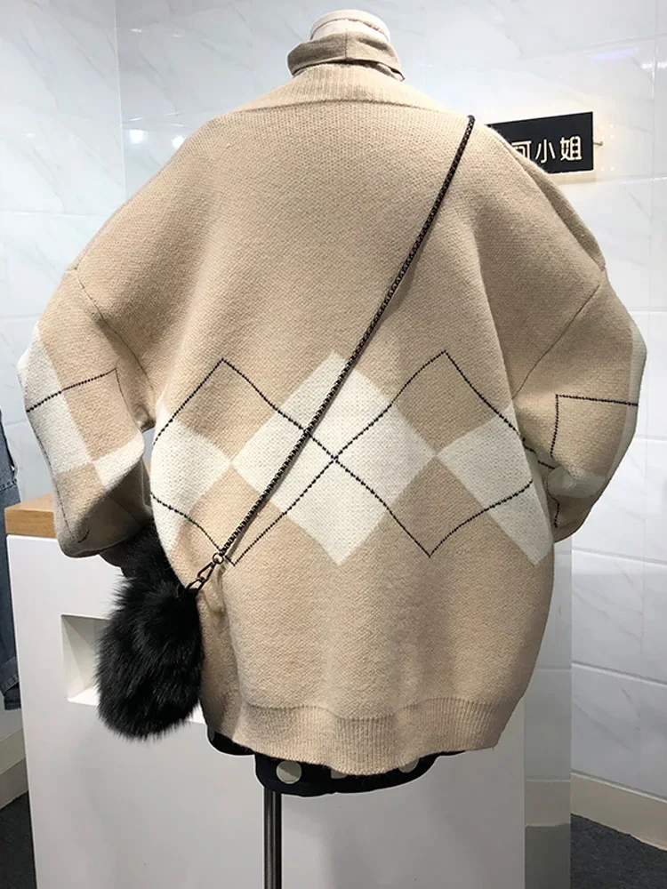 Women Geometric Sweater Long Sleeve Cardigan