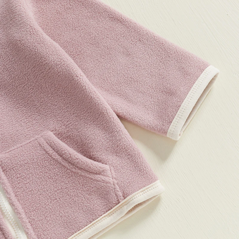 Description Picture 6 of itemKids Baby Winter Hoodie Lightweight Solid Color Plush Zipper Cardigan Winter Jacket for Infant Spring Fall Outwear