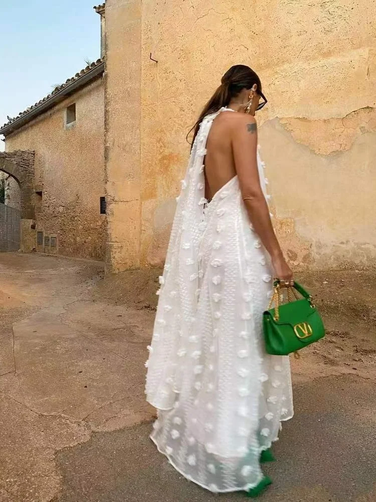 Wmstar Long Dresses Women Wholesale Deep V Neck  Solid Loose Sleeveless New in Summer Holiday  Floral Dress Drop Shopping  2025