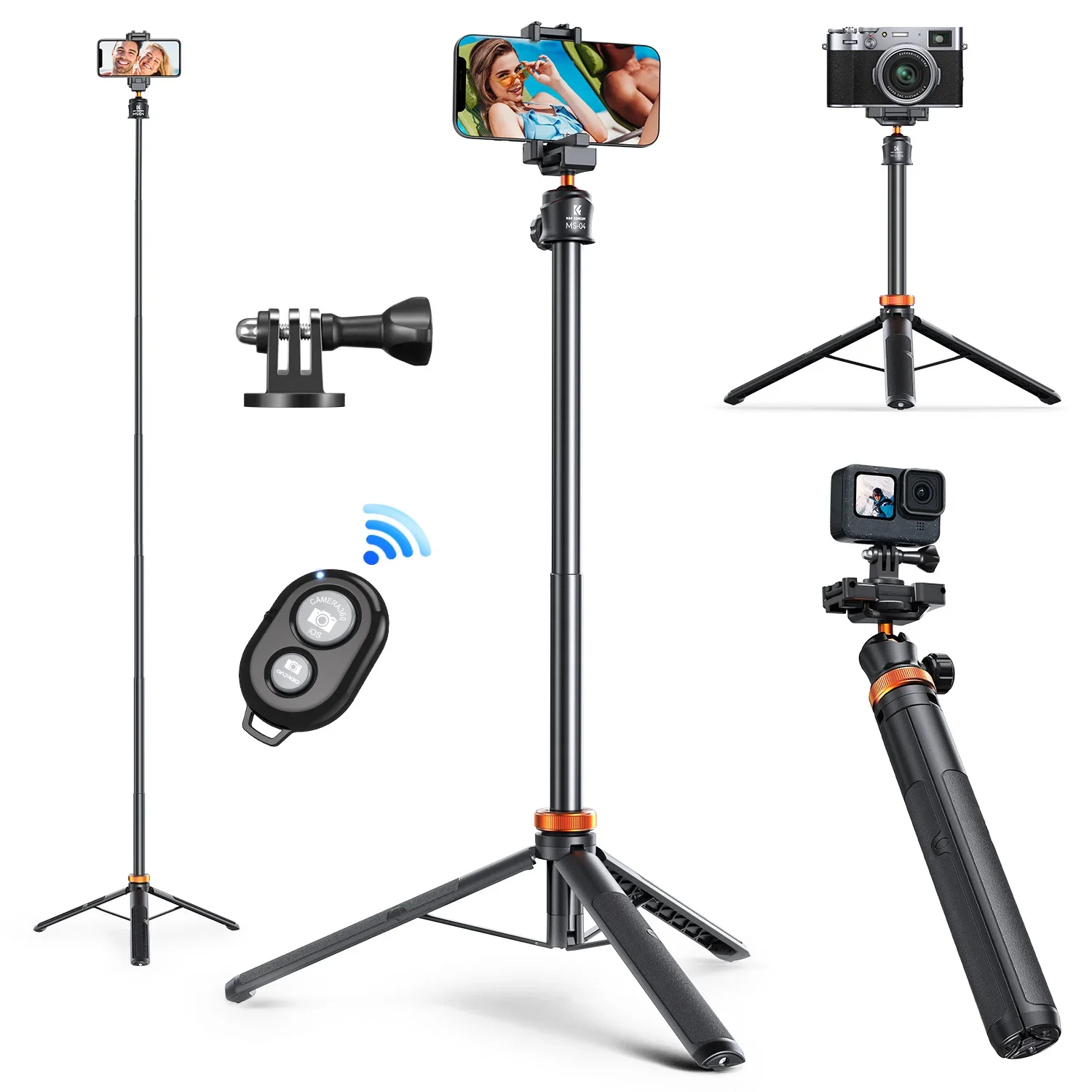 Treppiede E Selfie Stick 2 In 1 Da 71 Pollici, Jishane Leggero In Alluminio Per IPhone E DSLR Con Telecomando E Borsa