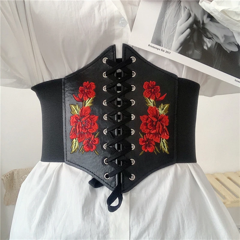 Women's Corset Belt Gothic Fashion PU Leather Female Lace-up Corset Belts  Slimming Waist Vintage Corset Black Wide Belt for Girl - AliExpress