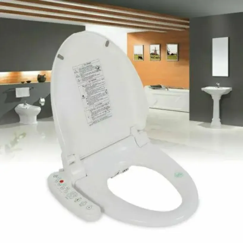 Auto Flush Toilet Seat Bathroom Electric Bidet Cover W/ Heated Anti-Bacterial Seat Double Nozzles Self-Cleaning-Multifunctional