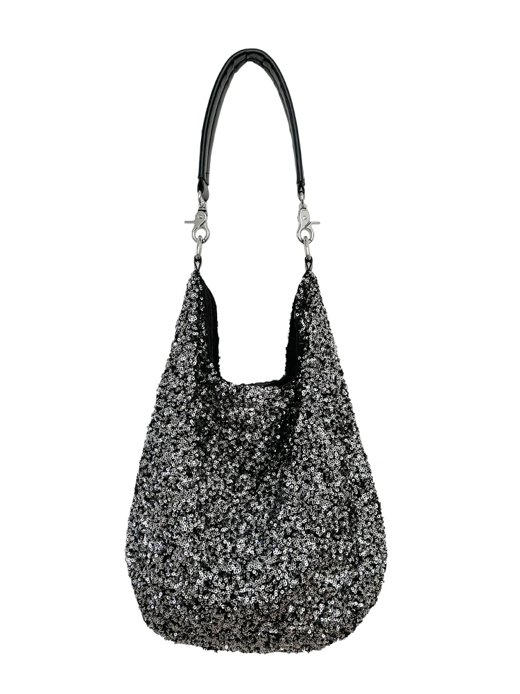 Women Bag Ladies Leisure Solid Color Totes Bag Large Capacity Sequins Handbag Luxury Sparkling Bucket Bag Women's Shoulder Bags