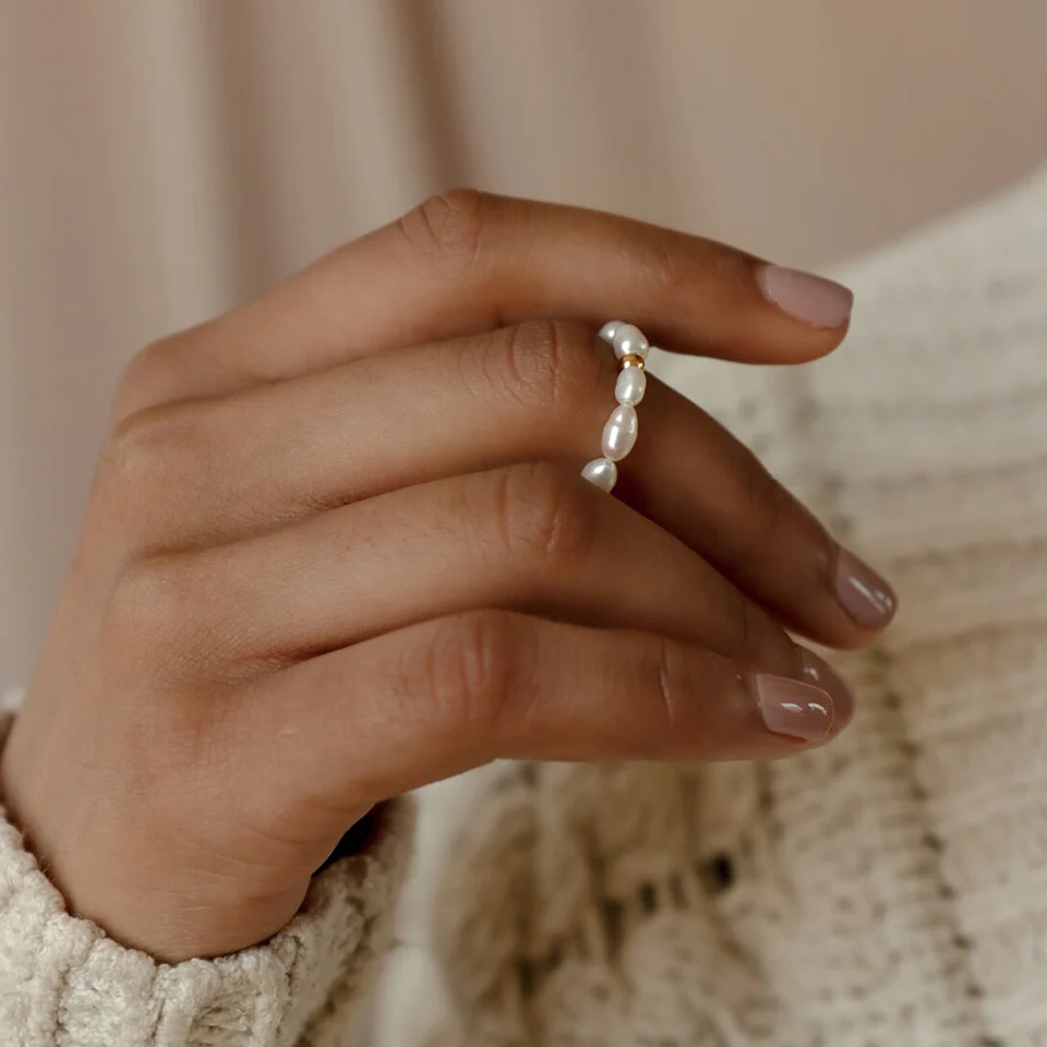 Crystal Rings Engagement Rings Fashion Rings Wedding Rings Stainless Steel Rings Finger Rings Fashion Ring Metal Rings Pearl Finger Ring SUNIBI Pearl Ring for Woman Korean Style Trendy Stainless Steel Bride Wedding Engagement Statement Jewelry Accessories