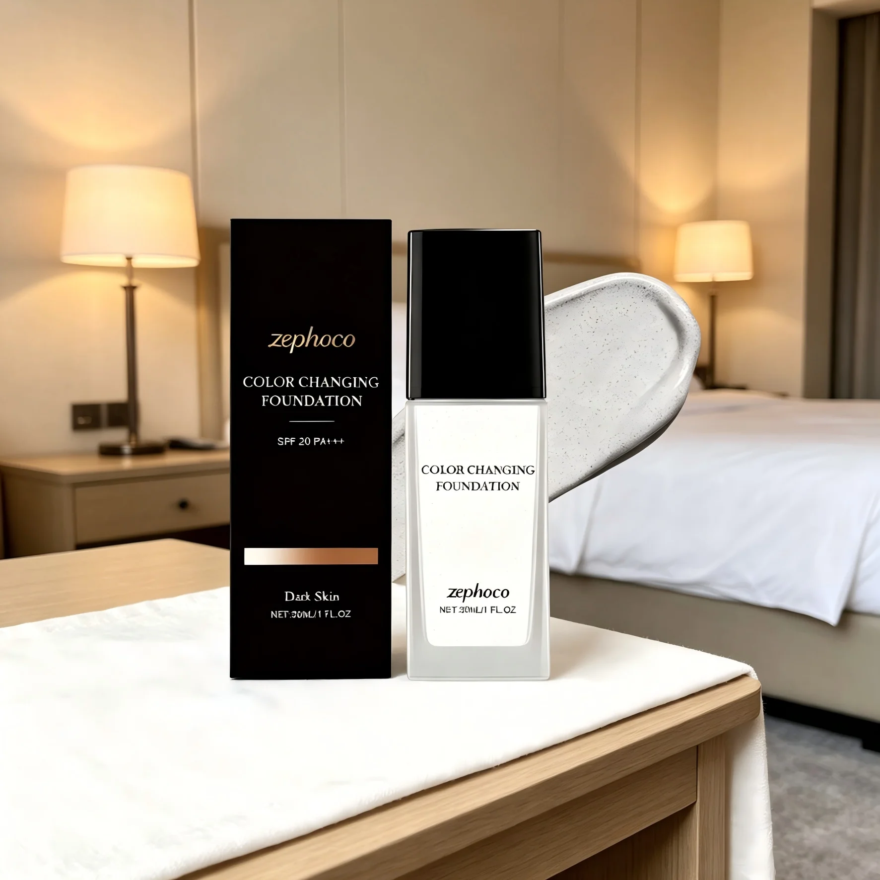 Zephoco Liquid Foundation Color Changing Spf 20 Pa+++ Cover Blemishes Flawless Finish High Coverage Base Makeup Foundation 30ml_voghion.com