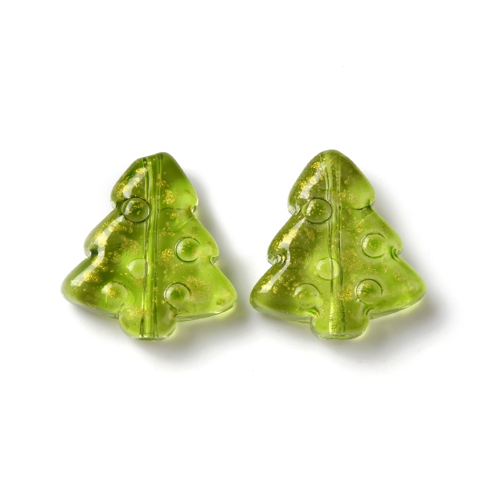 200pcs Gold Color Foil Glass Christmas Tree Loose Beads for Jewelry Making Bracelet Earrings DIY Crafts Findings