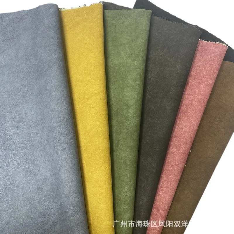 Vintage Double Color PU Leather Clothing Fabric Soft Touch Jacket Pants For Children's Wear Without Wash Water