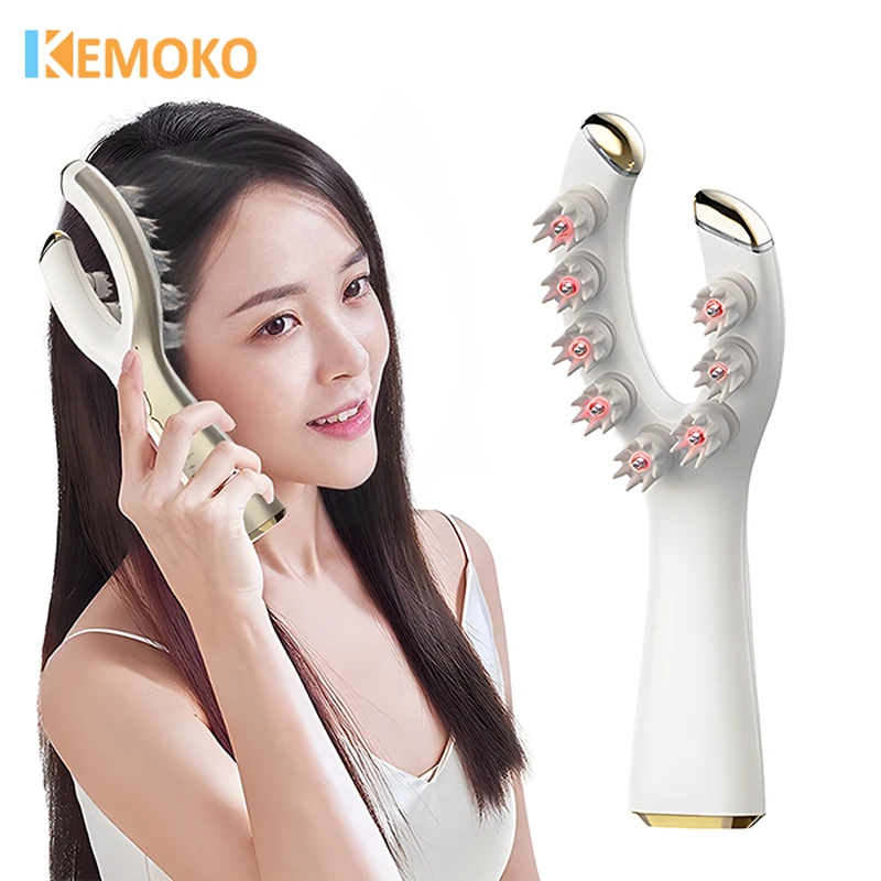 

Microcurrent Head Massager EMS Red Light Anti Hair Loss Vibrating Massage Nourish Scalp Shoulder Neck Relaxation Care Device