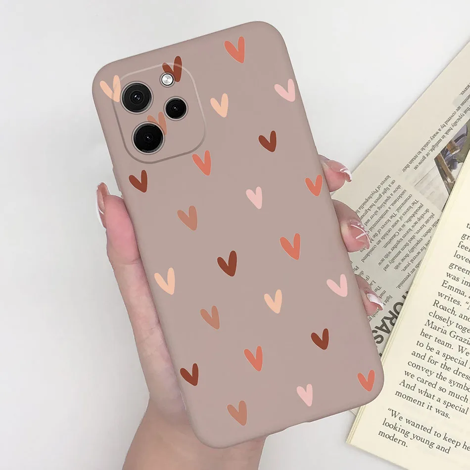 Heart Silicone Matte Shockproof Phone Case - Soft Back Cover, Enhanced Protection