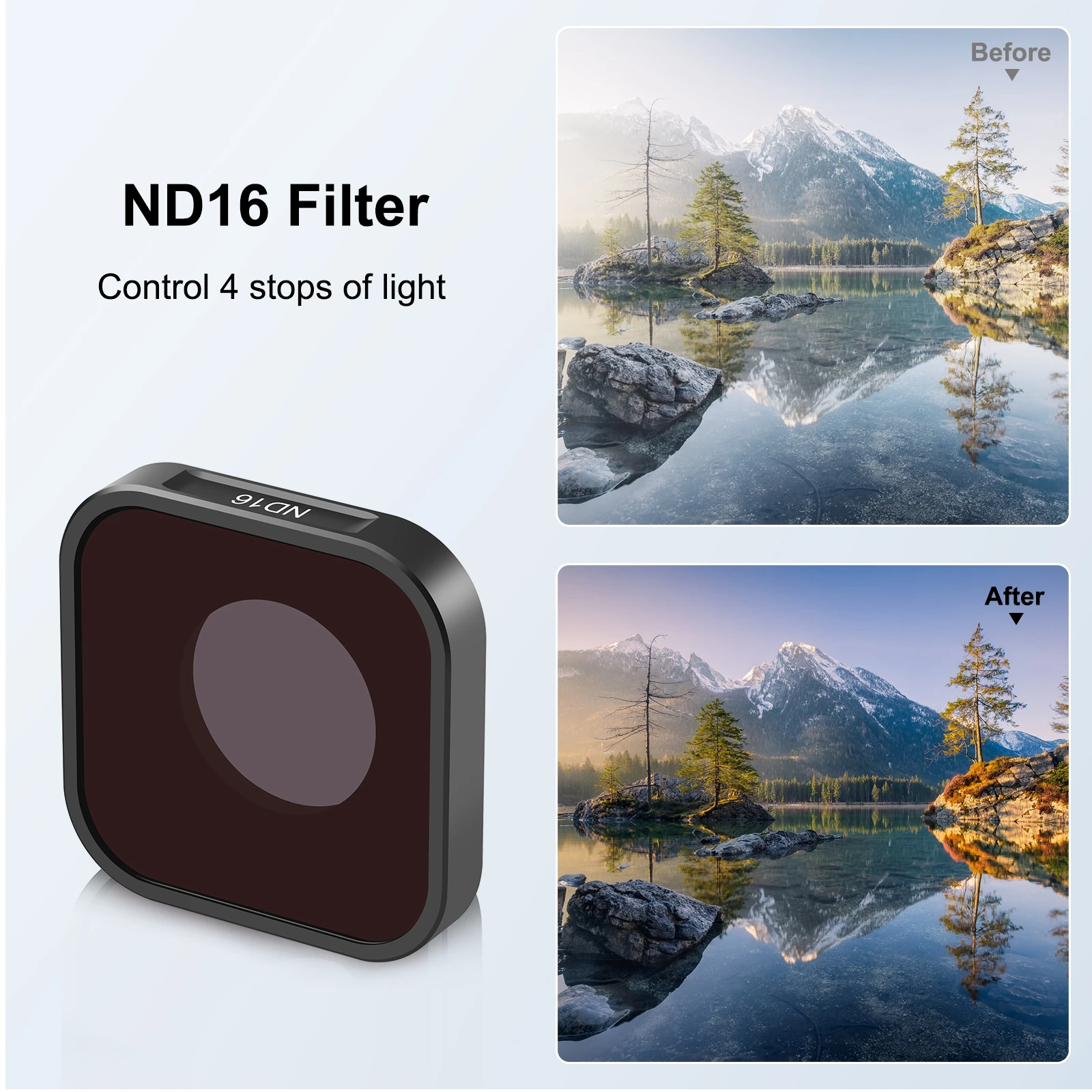 PULUZ 액션 카메라 ND16 렌즈 필터 (고프로 HERO13 블랙 /12 블랙 /11 블랙 /11 블랙 미니 /10 블랙 /9 블랙 호환)