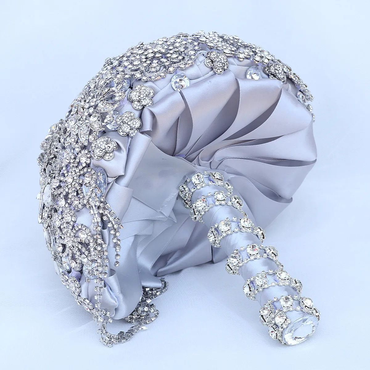 Kyunovia Cascading Teardrop Bouquet Silver Brooch Bouquet Wedding Accessories Jewelry Crystal Cascade FE69