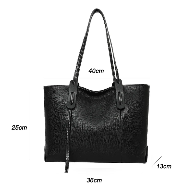 100% Genuine Cow Leather Large Capacity Tote Bag 2024 New Women Handbag Brand Women Shoulder Bag Cowhide Leather Handbags